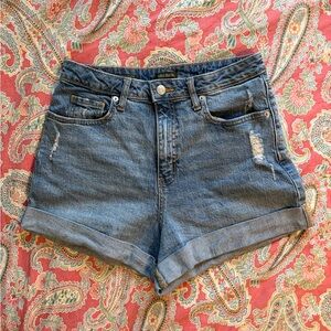wild fable Denim Blue Distressed Rolled-Hem Shorts